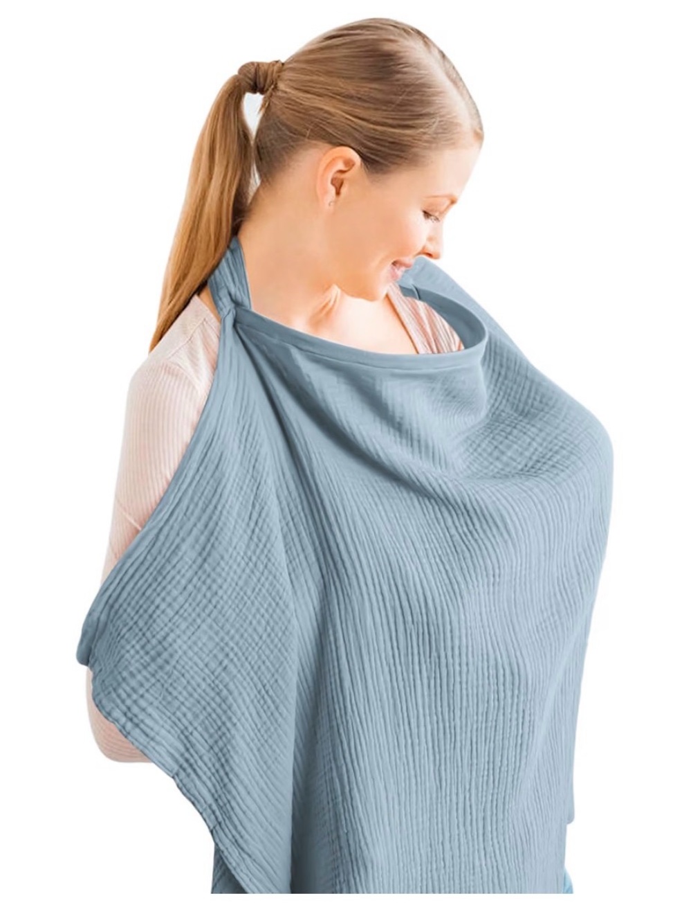 Light Grey Nursing Cover - Breathable Muslin Baby Shawl